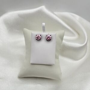 Black Rhodium Over Sterling Silver 925 Pink Moissanite Gemstone Earrings